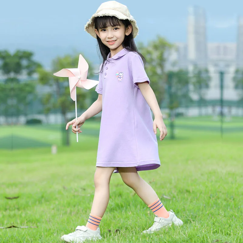 Платье для девочек с вышивкой из мультфильма в стиле кампуса детская одежда