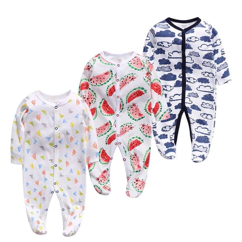 3 упаковки Одежда для новорожденных девочек и мальчиков детские комбинезоны с