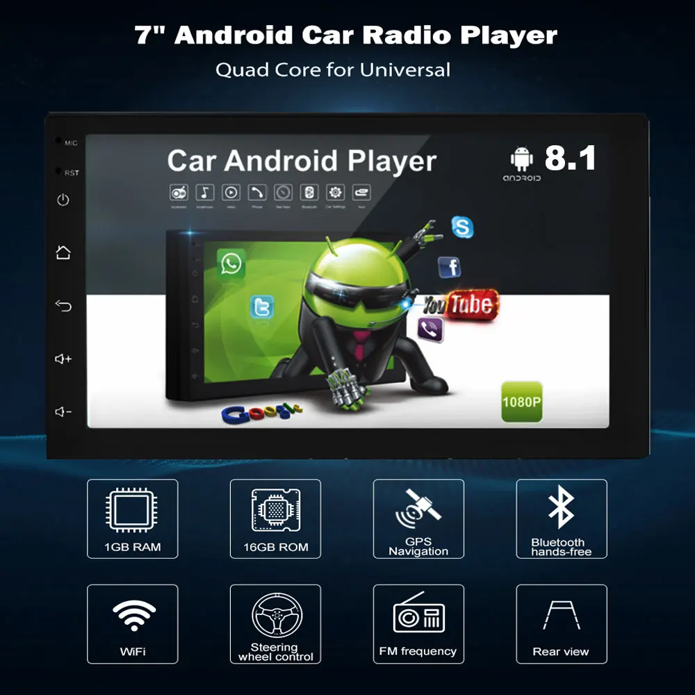 Автомобильные аксессуары Android 8,1 2 Din Автомобильный Радио Мультимедиа Видео плеер Универсальный Авто Стерео gps карта для Volkswagen Nissan hyundai