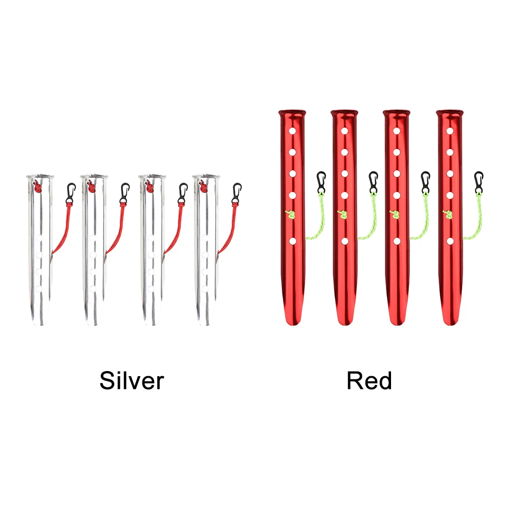 

4pcs Tent Stakes U-shaped Outdoor Camping Pegs Hiking Nails Windproof Aluminium Alloy With Hook Sand Snow Heavy Duty Lightweight