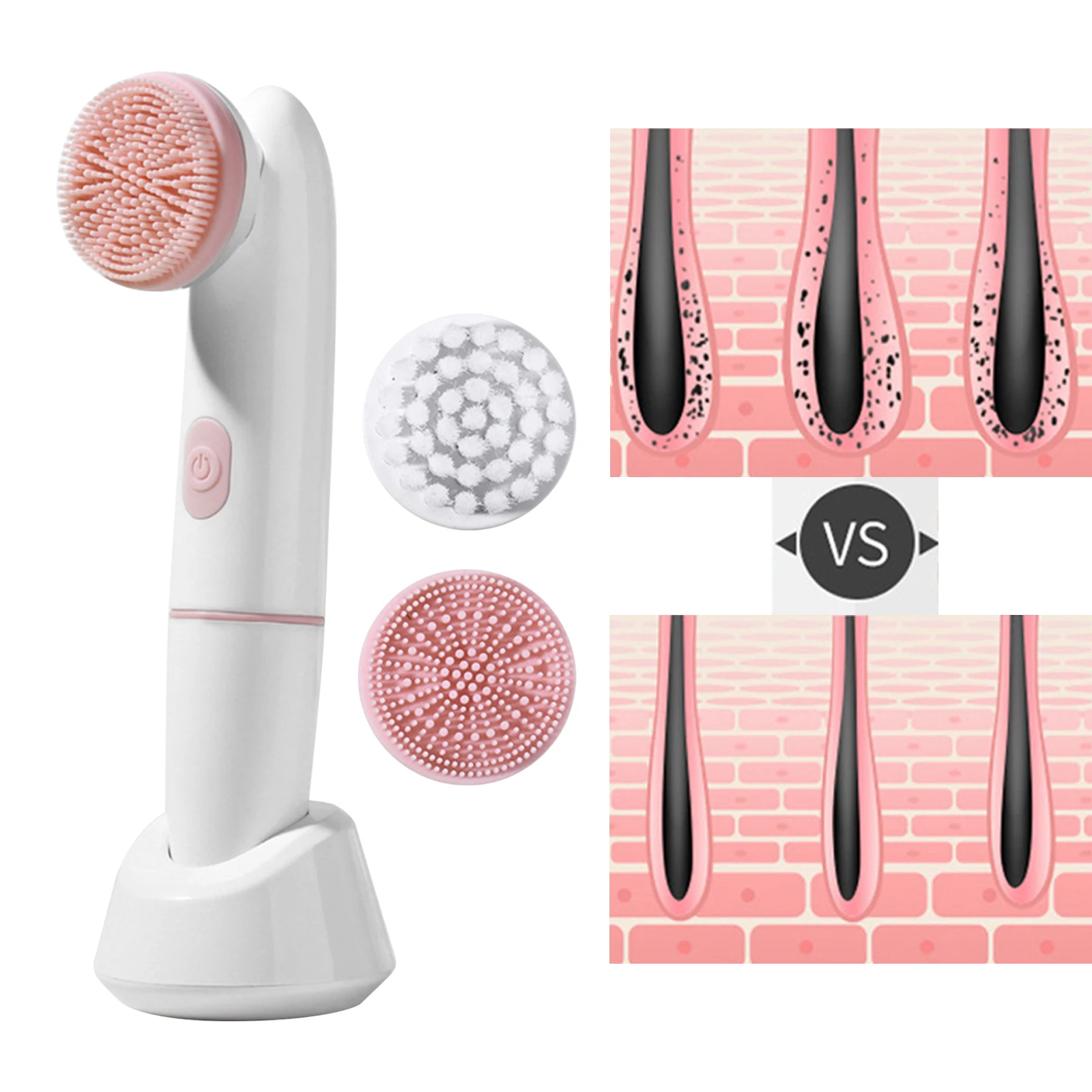 

2 in 1 Electric Facial Cleansing Brush Electric Skin Care for All Skin Types, Glowing Skin 2nd Gear Vibration