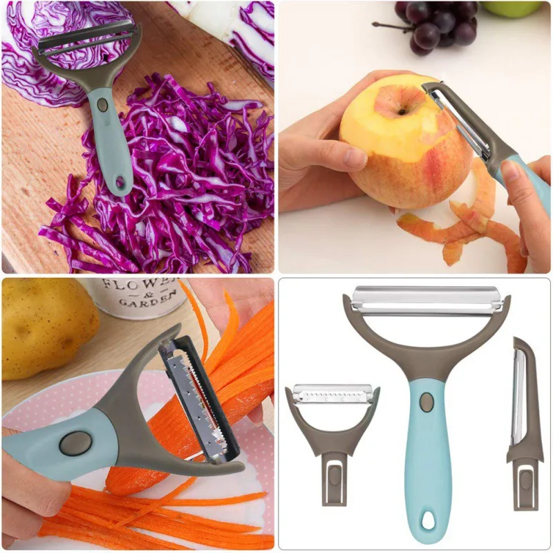 Три в одном для очистки овощей Ножи многоцелевой чистки дыни из трех предметов