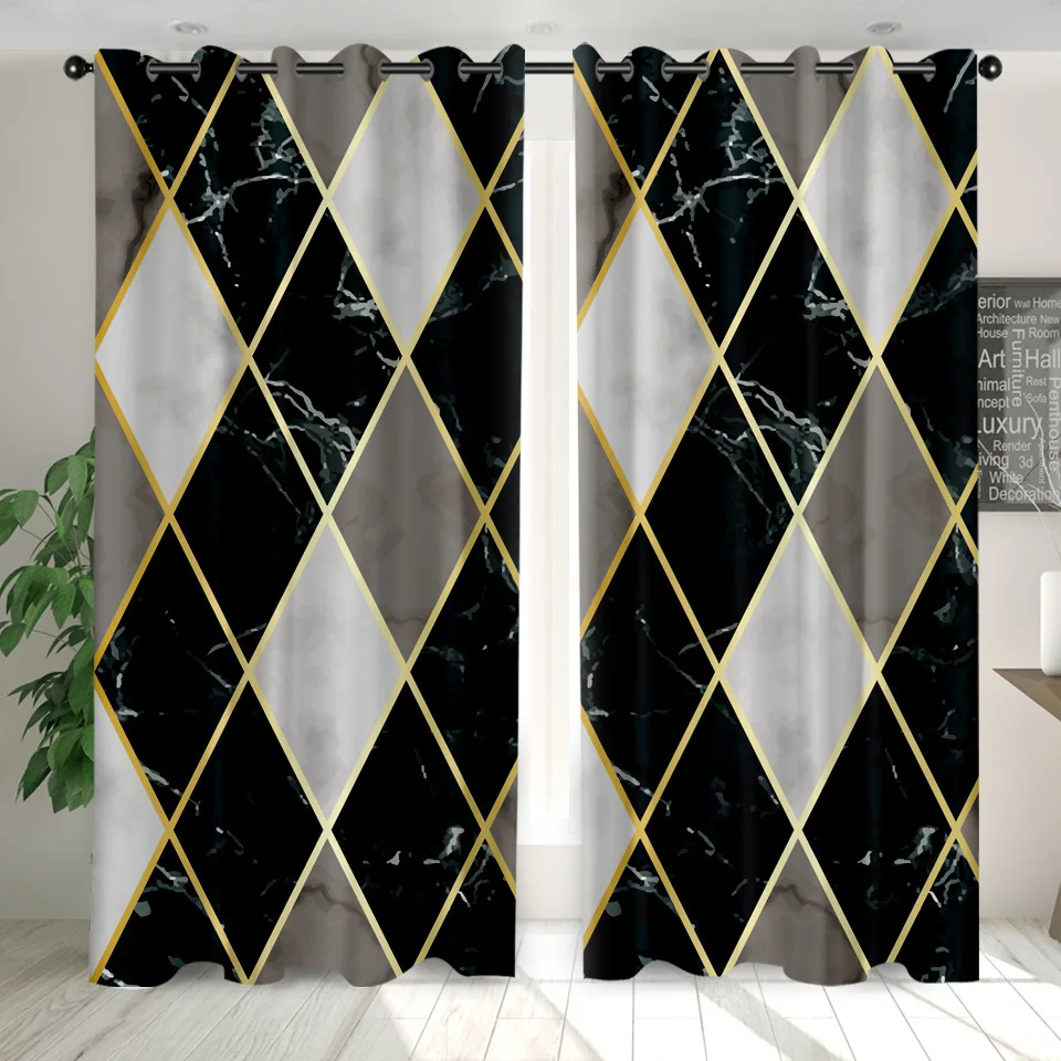 

Nordic Geometric Marble Windows Curtains Darkening for Living Room Bedroom Decorative Kitchen Curtains Dropshipping