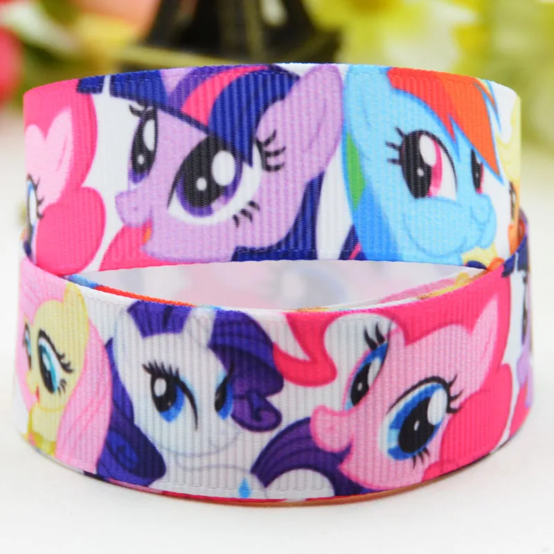 7/"(22 мм) Ruban My Little Pony вечерние атласные ленты с принтом героев мультфильмов, 10 ярдов - Цвет: X 01821