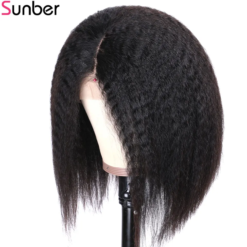 Sunber волосы 13х4 афро кудрявые прямые glueless кружевные передние человеческие 150% Remy