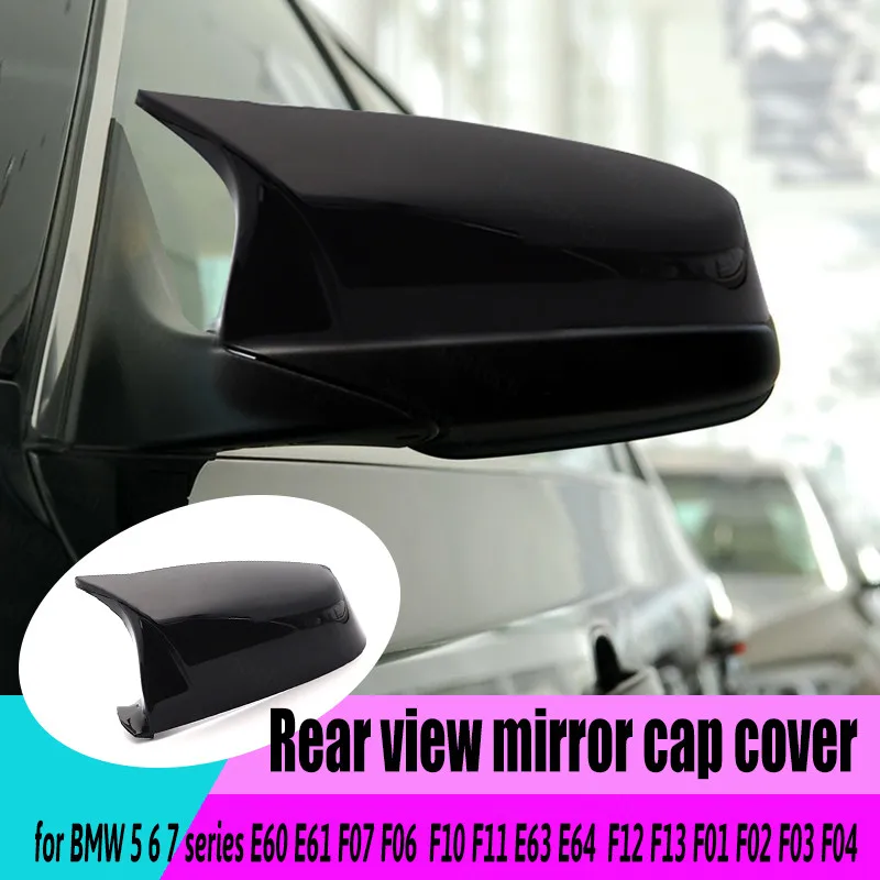 

Glossy Bright 2pcs Horn Rearview Mirror Cover Caps Carbon Fiber Pattern For BMW 5 6 7 series F07 F06 F10 F11