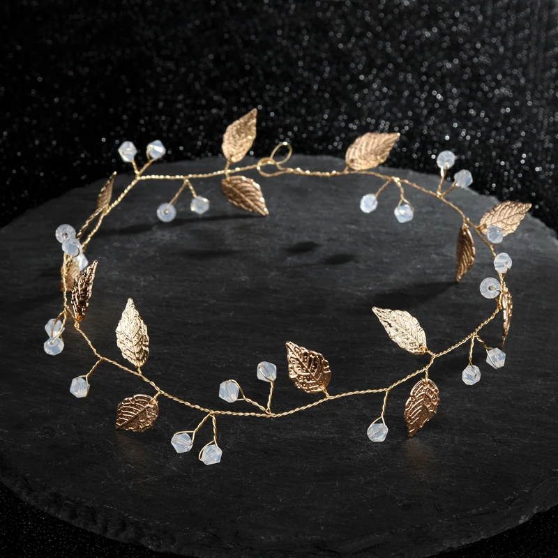 Украшения для волос ручной работы с кристаллами и бусинами из опала лента