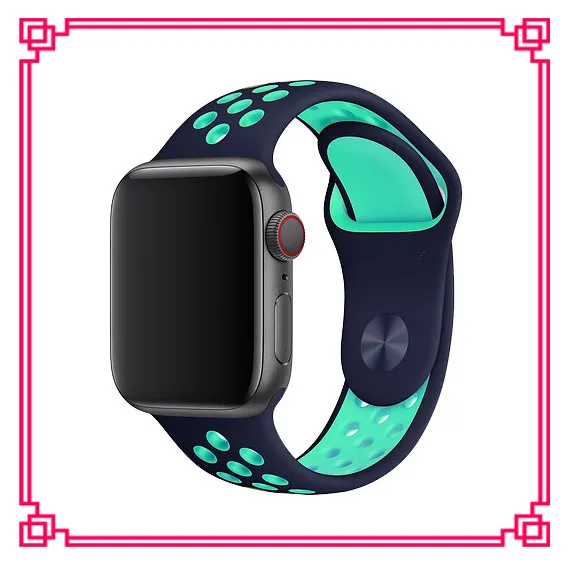 black blue Ремешок для apple watch 5 4 band iwatch series 4 3 2 correa apple watch 42 мм 38 мм 44 мм 40 мм силиконовый браслет pulseira ремешок для часов - Цвет ремешка: black blue