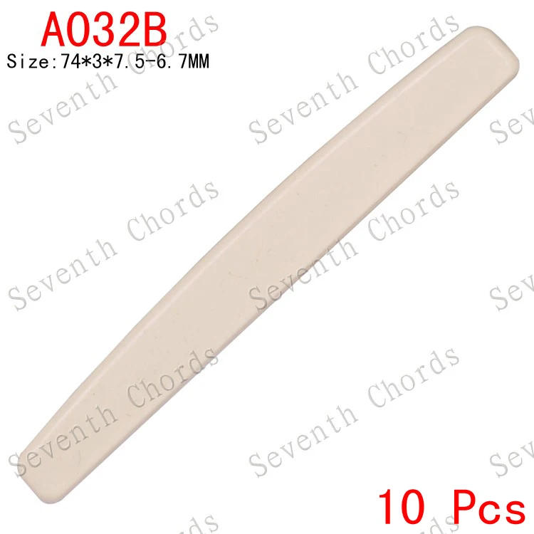 

10 Pcs A032B Lvory-White String Bridge Saddle for Acoustic Guitar - 74*3*7.5-6.7MM Made of Plastic