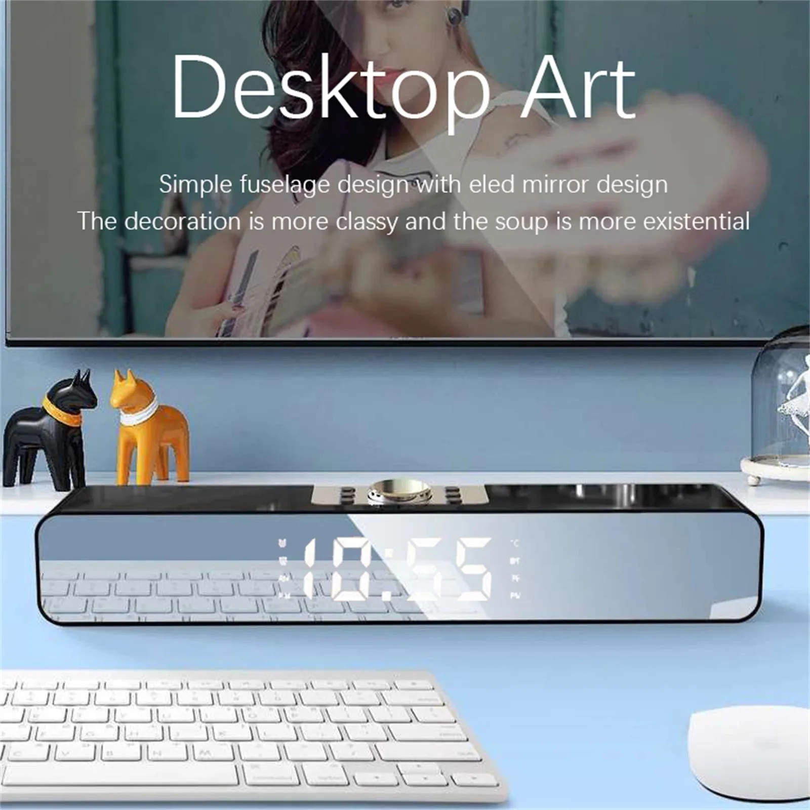 Длинный настольный компьютер Bluetooth динамик зеркальный будильник портативный