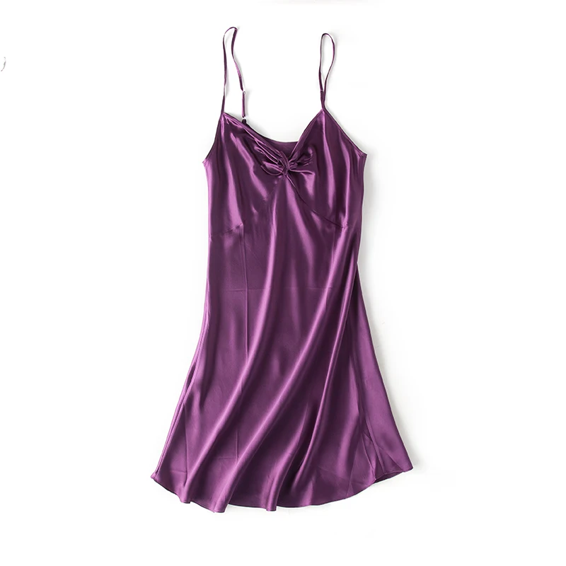 

Women Silk Sleepdress 19MM 100%REAL SILK Spaghetti Strap Mini Length Sleep Dresses 2019 New Silk Sleepwear