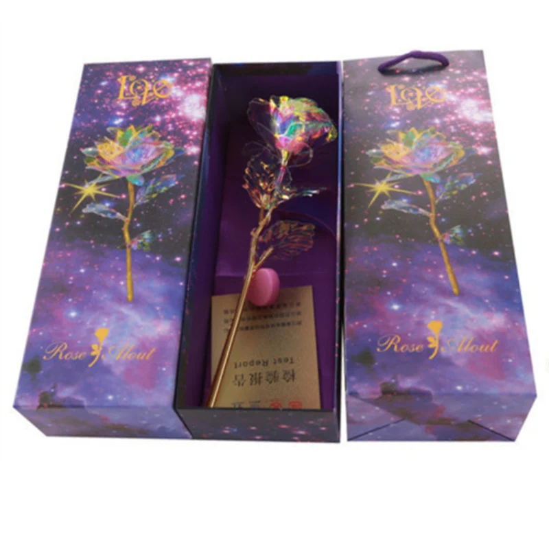 24K цвет Золотая Роза имитация цветка вечный цветок для вашего любовника Свадьба