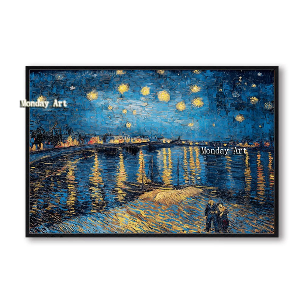 100% ручная роспись Звездная ночь Pictur Vincent Van Gogh известный художественный плакат