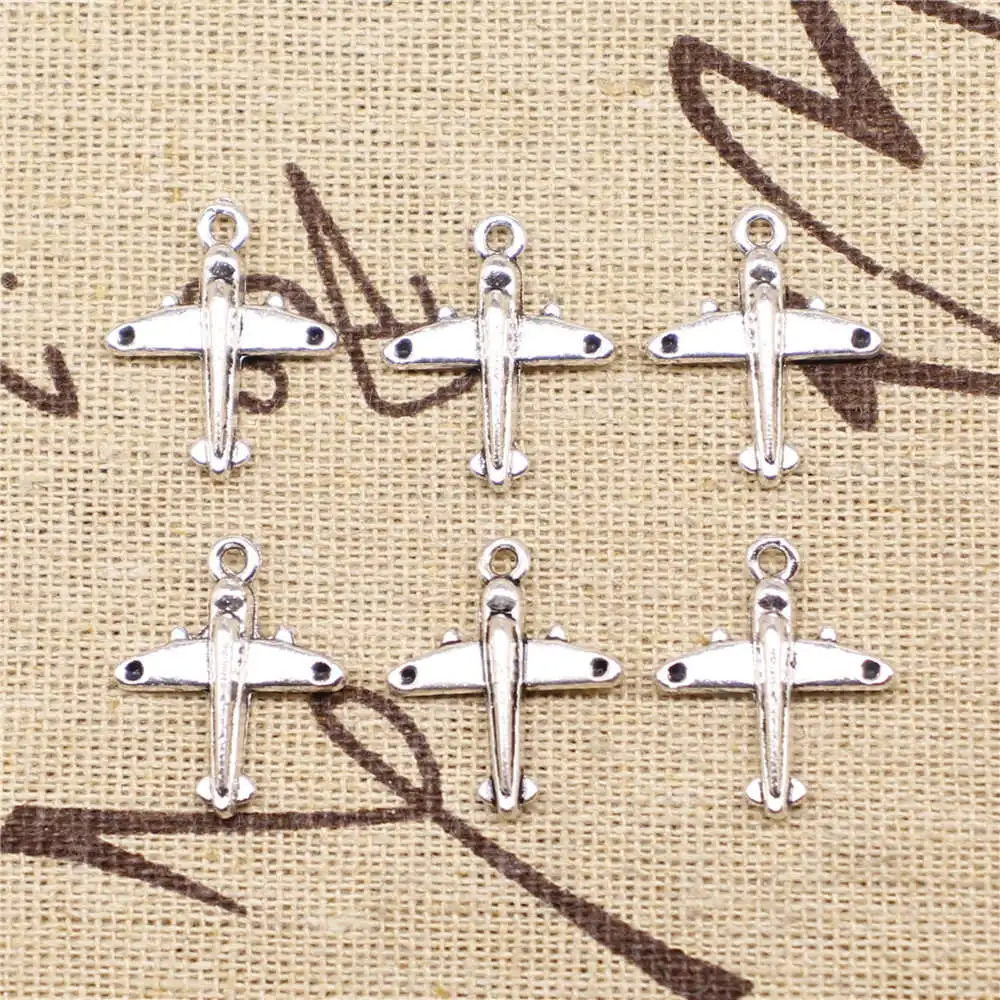 

Charms for jewelry making 20pcs 20x16mm antique silver color airplane charms