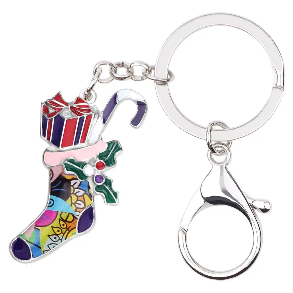 Бонсни эмалированный сплав рождественский подарок трость носок сумка для ключей