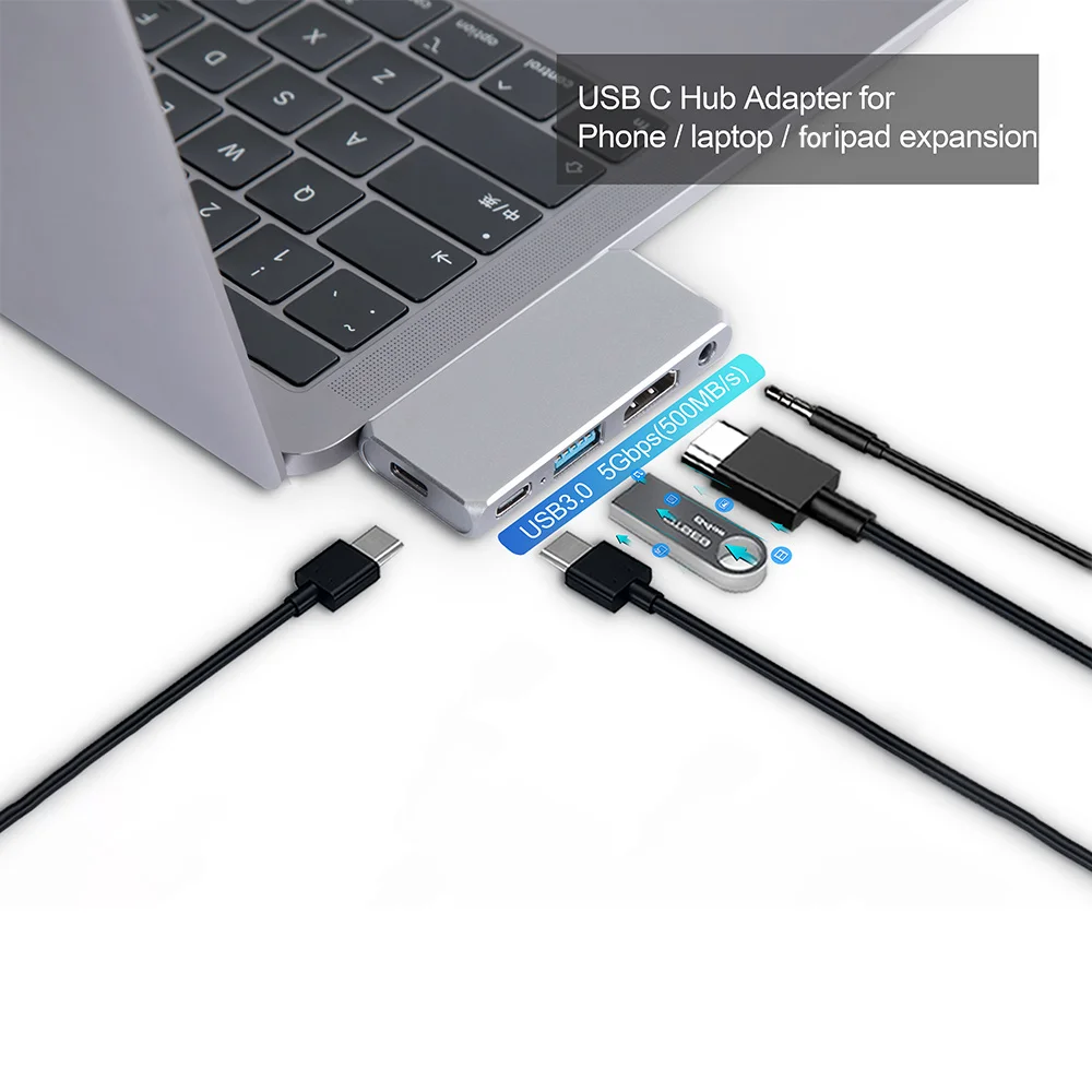 

Док-станция USB Type-C для Macbook Pro, док-станция с тройным дисплеем типа C, 4K, USB 3,0/PD/3,5 мм, переходник для отверстия/TF-карты
