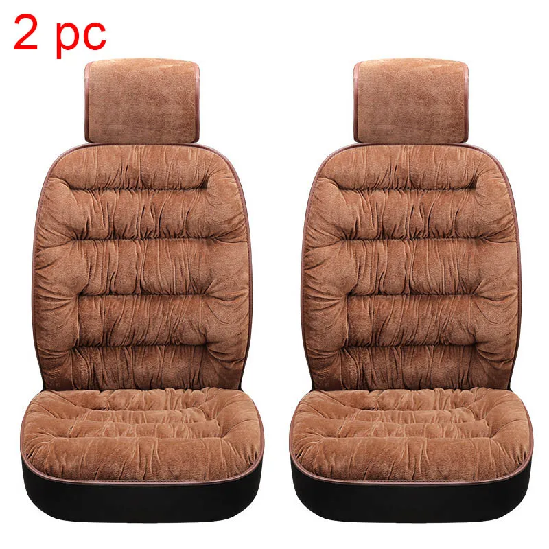 Brown 2pcs Хлопковые Чехлы для автомобильных сидений, автомобильные теплые плюшевые чехлы для сидений, чехлы для автомобильных сидений, протектор для зимних и осенних чехлов, аксессуары для подушек - Название цвета: Brown 2pcs