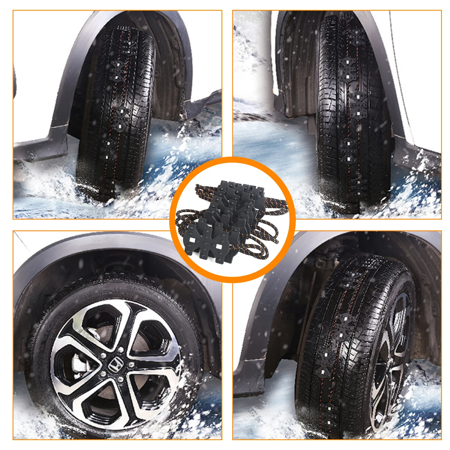 4 шт. зимняя противоскользящая универсальная черная износостойкая колесная шина