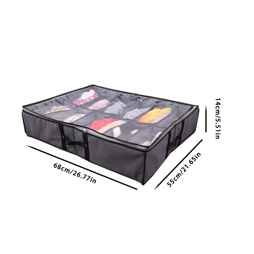 

Foldable Underbed Organizer Underbed Shoes Storage Box Container Clothing Storage Bag Foldable With Clear Cover Zipper Grey