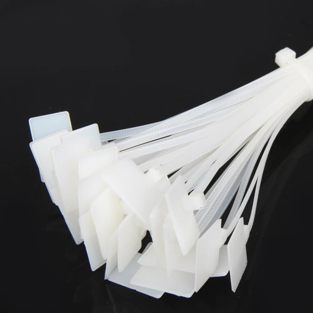 

100PCS Super Durable Muti-purpose White Nylon Self-Locking Network Cable Zip Tie Tags Trim Wrap Loop Wire Straps Label Tie