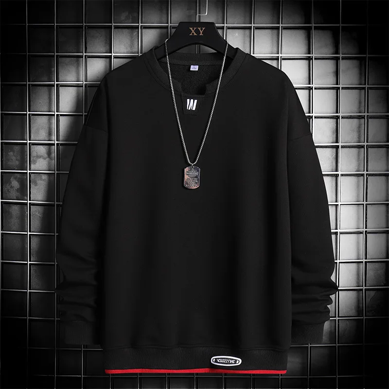 

2021 New Fashion Hoodies Men Round Collar Solid Color Mens Sweatshirts Long Sleeve Trendy Streetwear Male Pullovers Casual 4XL