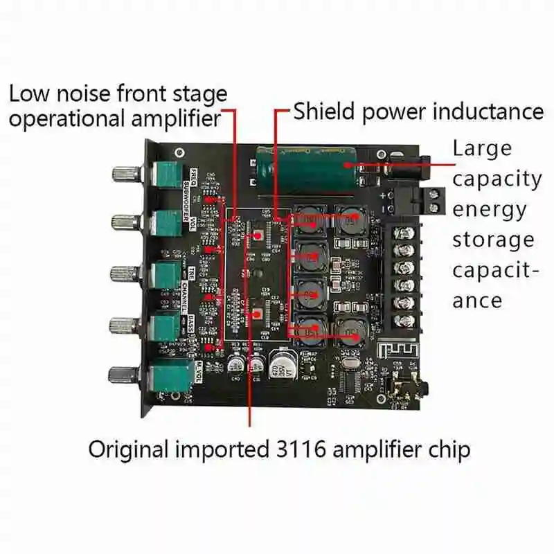 

Audio2.1 Channel Bluetooth Digital Power Amplifier And High Tone High Low Board Power Subwoofer Overweight Module Q0S5