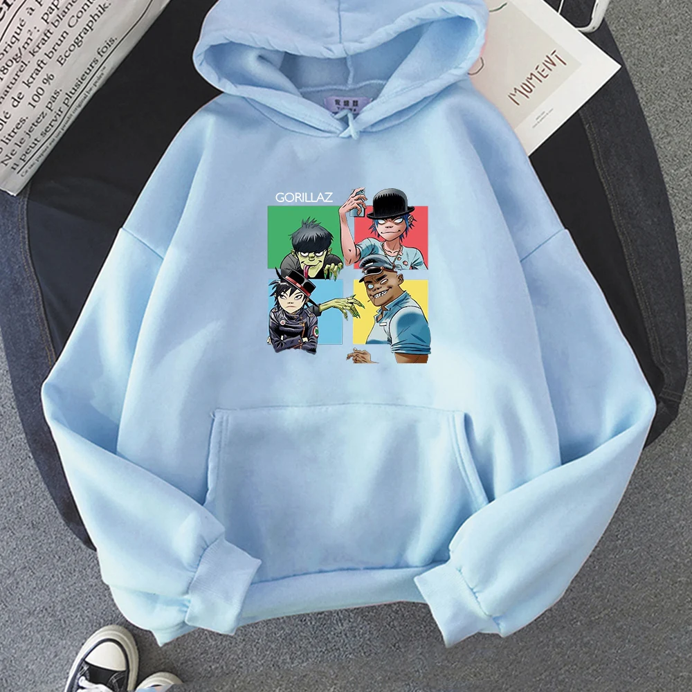 Худи унисекс с рисунком аниме Gorillaz женские пуловеры для отдыха оверсайз мужские