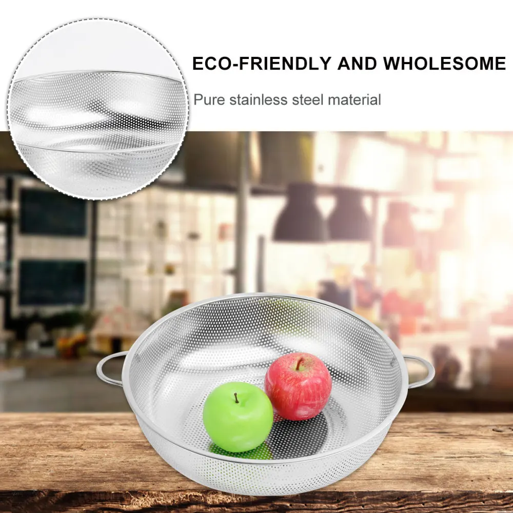 

Stainless Steel Drain Basket Rice Sieve Fruit and Vegetable Basket Multi-purpose Drain Basket for Home Kitchen (Silver, Outer Di