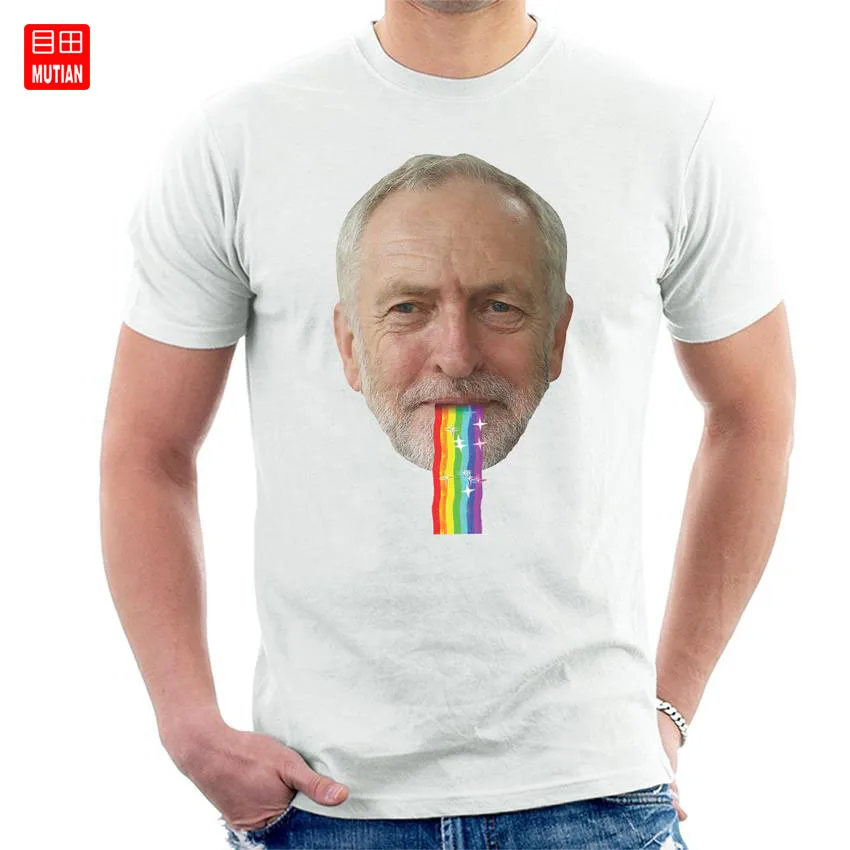 Футболка с фильтром для Snapchat Jeremy Corbyn Puking Rainbow|Мужские футболки| |