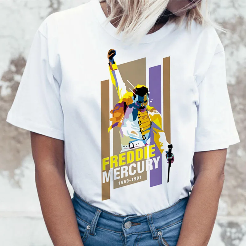 Новинка женская футболка топы с короткими рукавами и футболки Freddie Mercury Queen Band
