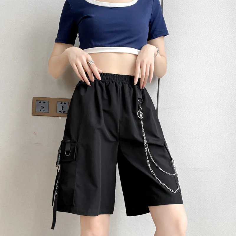 

2021 Summer Cargo Cool Women's Shorts Hip Hop Streetwear High Waist Korean Style Techwear Beach Casual Fashion Woman Clothing