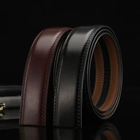 fashion youth mens belt 3 5cm automatic buckle high quality headless belt leather layer laminate layer design black brown belt