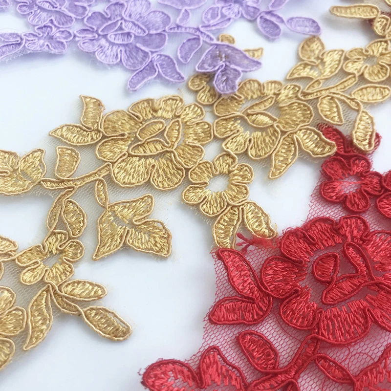 1 шт. Высококачественная Золотая кружевная ткань вышитые нашивки аппликация 3D