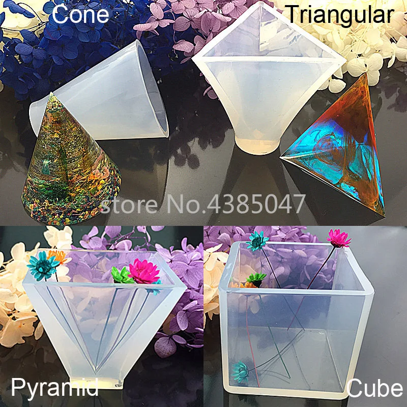 1 шт. кубик/Пирамида/конус/Треугольная УФ-смола форма из жидкого силикона формы