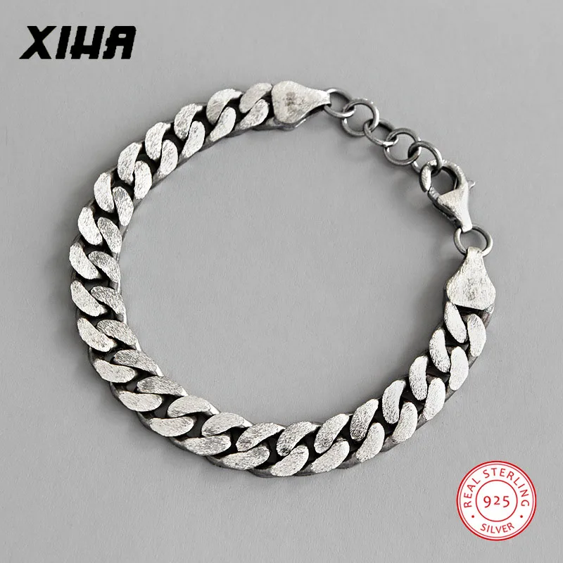 925 Sterling Silver Black Curb Cuban Chain Bracelets for Women Men Unisex Couple Bridesmaids Boho Bracelet Bangle | Украшения и