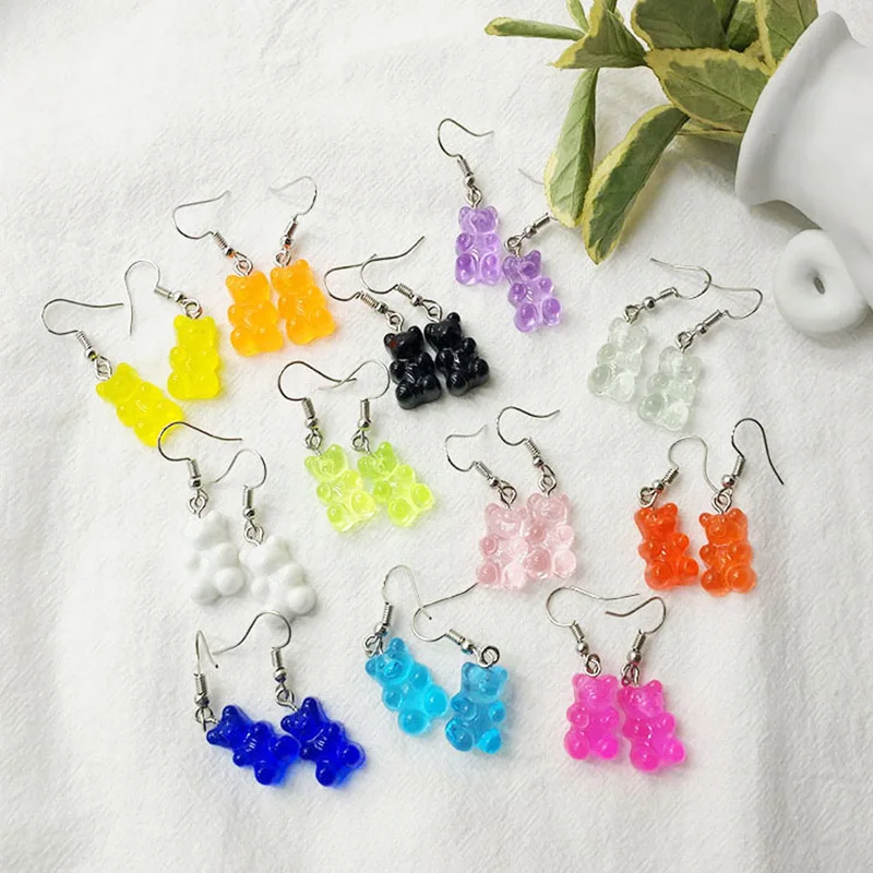 Новые милые серьги ручной работы из смолы с мультяшным мишкой резинкой