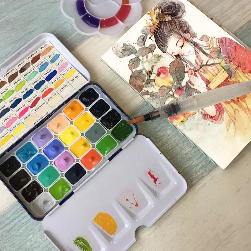 Handmade 24 colors Watercolor Paint Set 0.5/1ML Professional Water Color Paints Mini Rron Box Aquarela Art Supplies