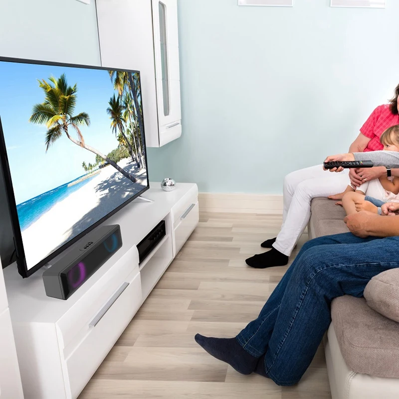 Портативный Bluetooth динамик USB Сабвуфер басовая полоса RGB громкий 1 3 м для