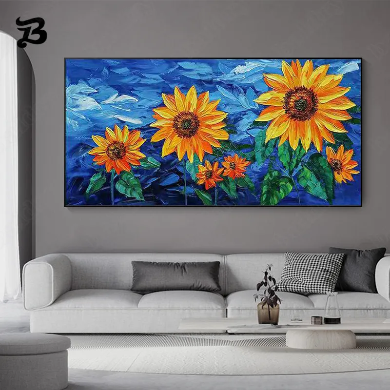 

Canvas Painting Wall Art for Living Room Graffiti Sunflower Oil Painting Canvas Posters Prints Modern Style Graffiti Home Decor