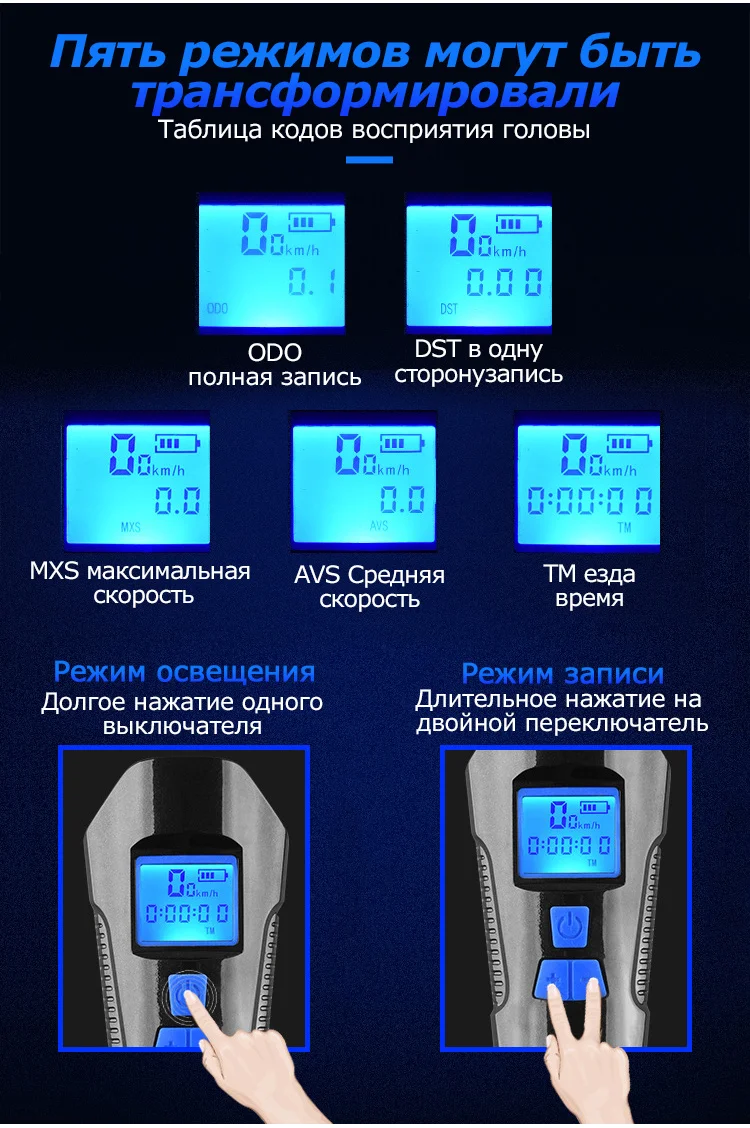 Водостойкий велосипедный компьютер со светом usb зарядка велосипед передний свет фонарик руль управления для мотоциклов велосипедный фонарик для головы w/рог скорость метр