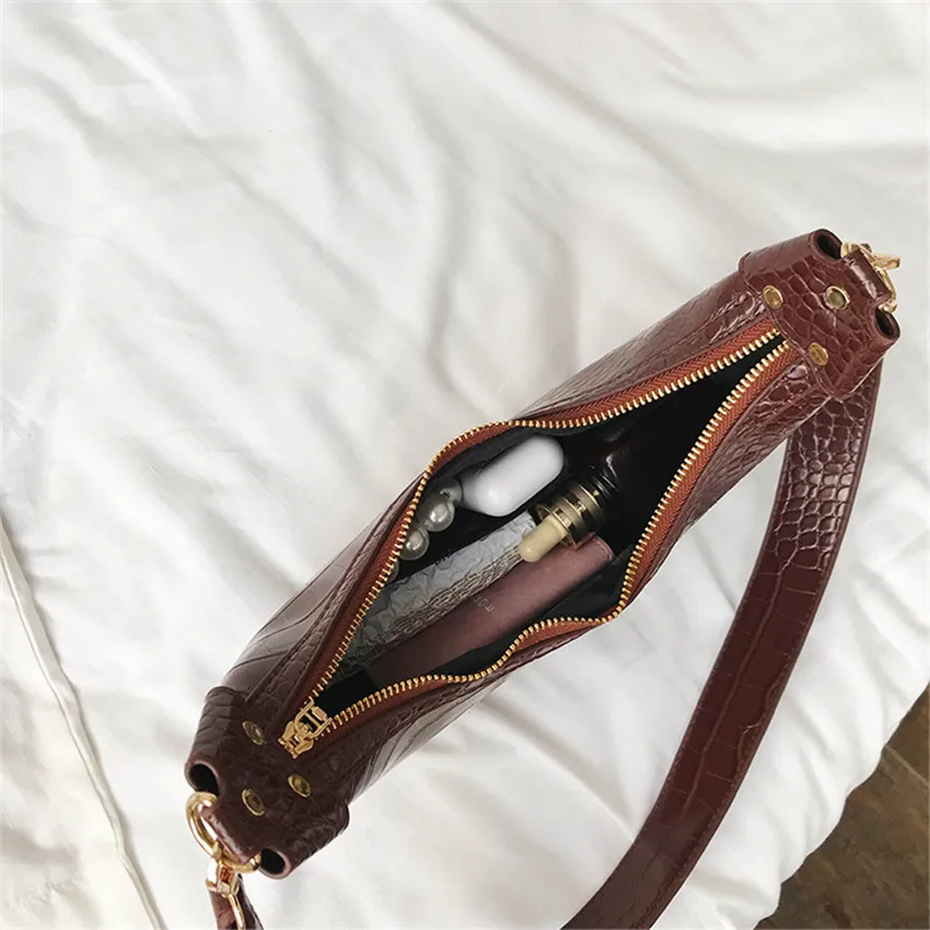 

TOYOOSKY Women PU Leather Shoulder Bag Female Leisure Alligator Pattern Handbag Hobo Top-handle Messenger Bags Purse