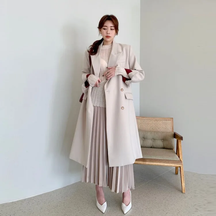 

2021 spring New Fashion Trench Female Windbreaker Coat Women Casual Trench Office Lady Wild Retro suit trench coat