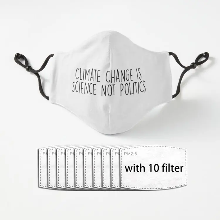 

Дышащая Маска с фильтром Pm2.5 «изменение климата-наука», не политика, маска для мальчиков и девочек в стиле Харадзюку, Пылезащитная маска с пл...