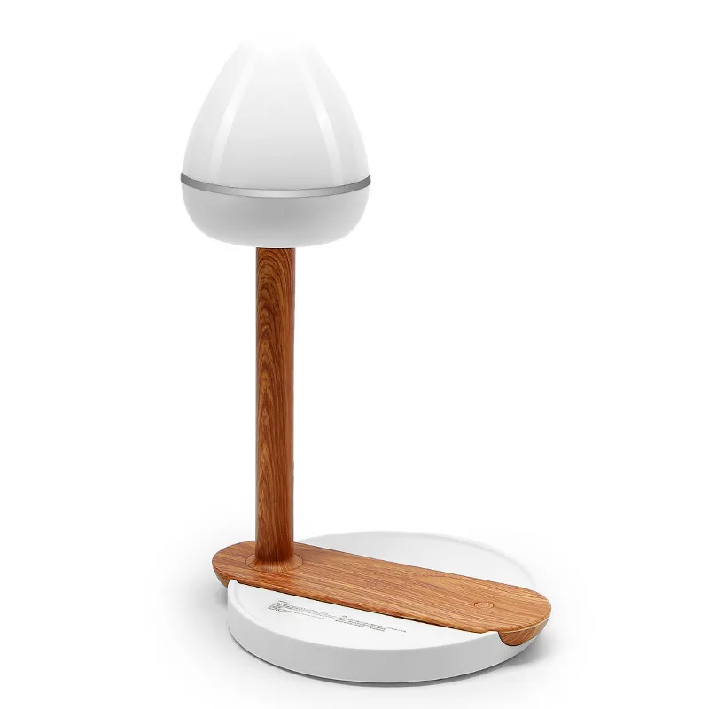 

LED Desk Lamp,Table Lamp with Wireless Charger,USB Charging Port,3 Dimmer Levels,Wood Grain Multifunction Desktop Light
