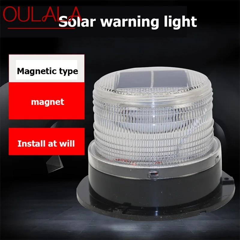 OULALA Solar Indicator Lights Red Blue Yellow Flashing Light Car Magnetic Adsorption Night Safety Warning