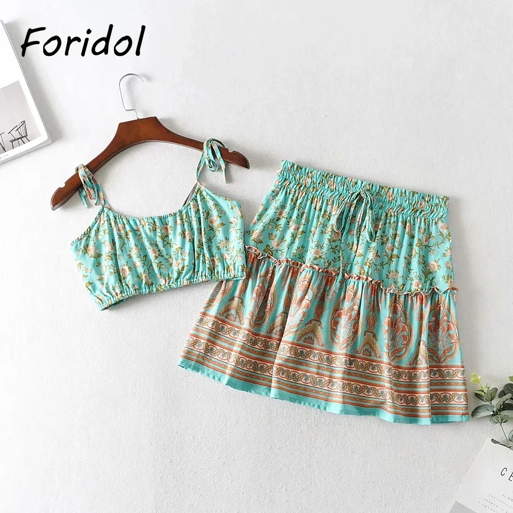 Комплект летнего платья Foridol в стиле бохо пикантное пляжное мини платье костюмы