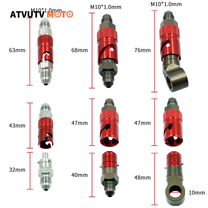 

M10*1.0MM Aluminum AN-3 AN3 Motorcycle Brake Line Hose Fluid Quick Release Connect Fitting Adapter Kit for Honda for Yamaha KTM
