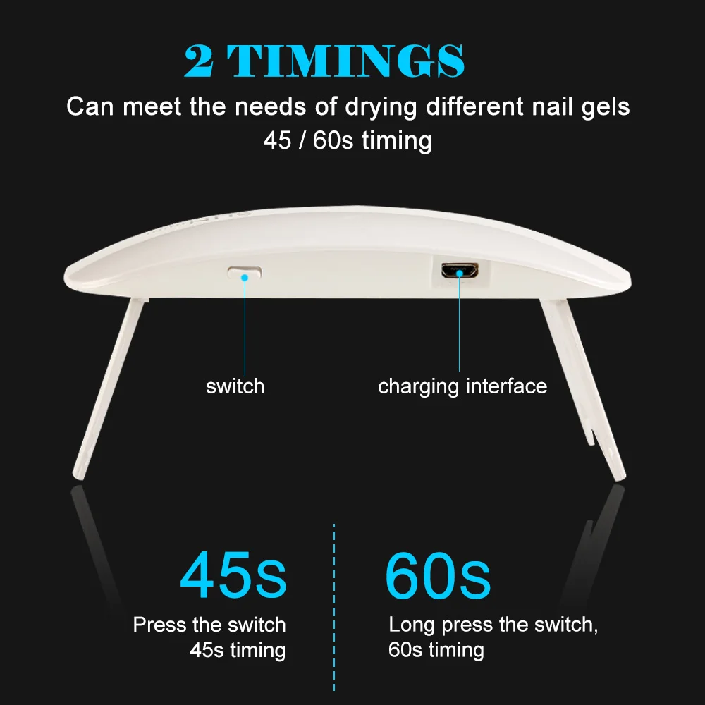 Сушилка для ногтей LEK 6 Вт портативный светодиодный УФ светильник с кабелем Micro USB