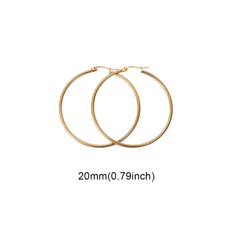 EAR8507GD2 Простые новые модные ювелирные изделия из титановой стали, большие круглые серьги-кольца для женщин, преувеличенное кольцо для ушей из нержавеющей стали, круглая линия - Окраска металла: EAR8507GD2