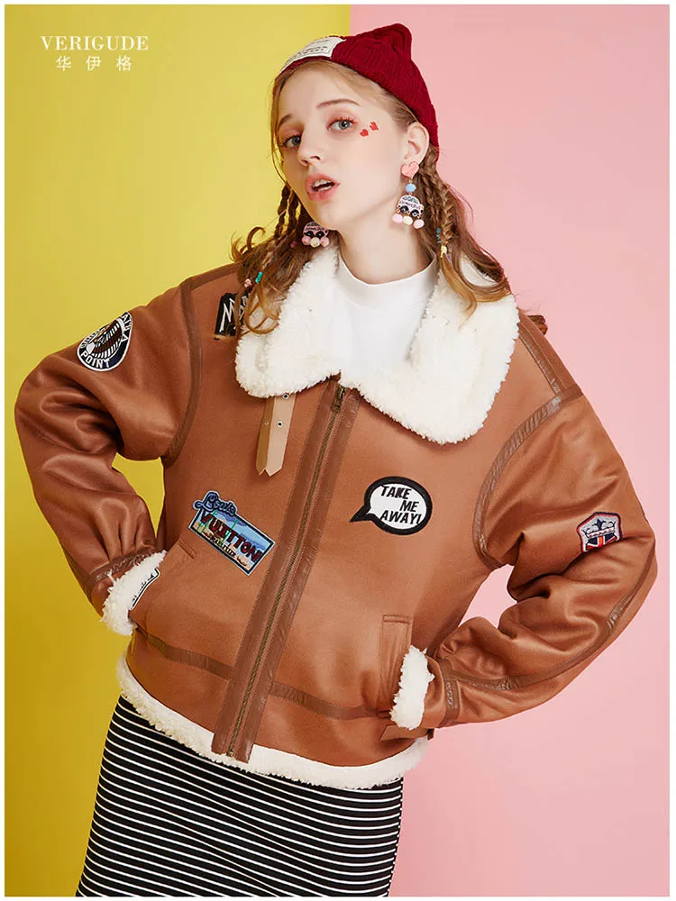 Куртка из искусственной кожи женская замшевая куртка короткий мех корейский
